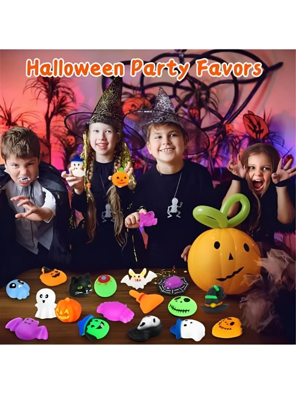 30 Halloween Mochi Squishy Toys + 20 Floating Candles with Magic Wand